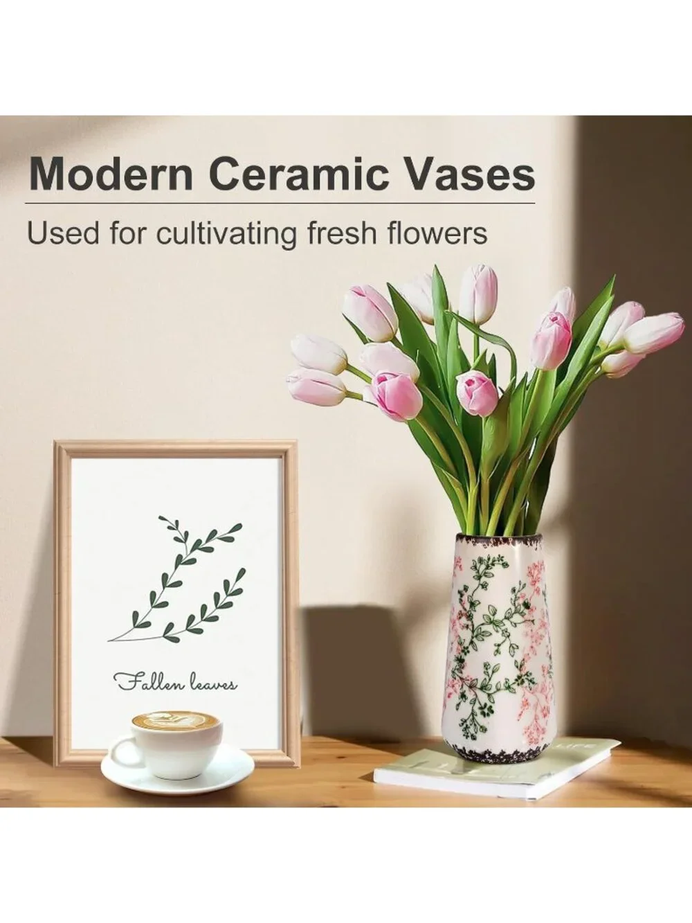 Gradient Green Pink Ceramic Cute Flower Vase Pampas Grass Living Room Office Dec